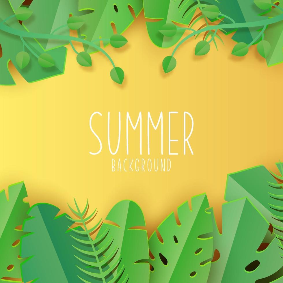 Summer festival with tropical leaves background vector