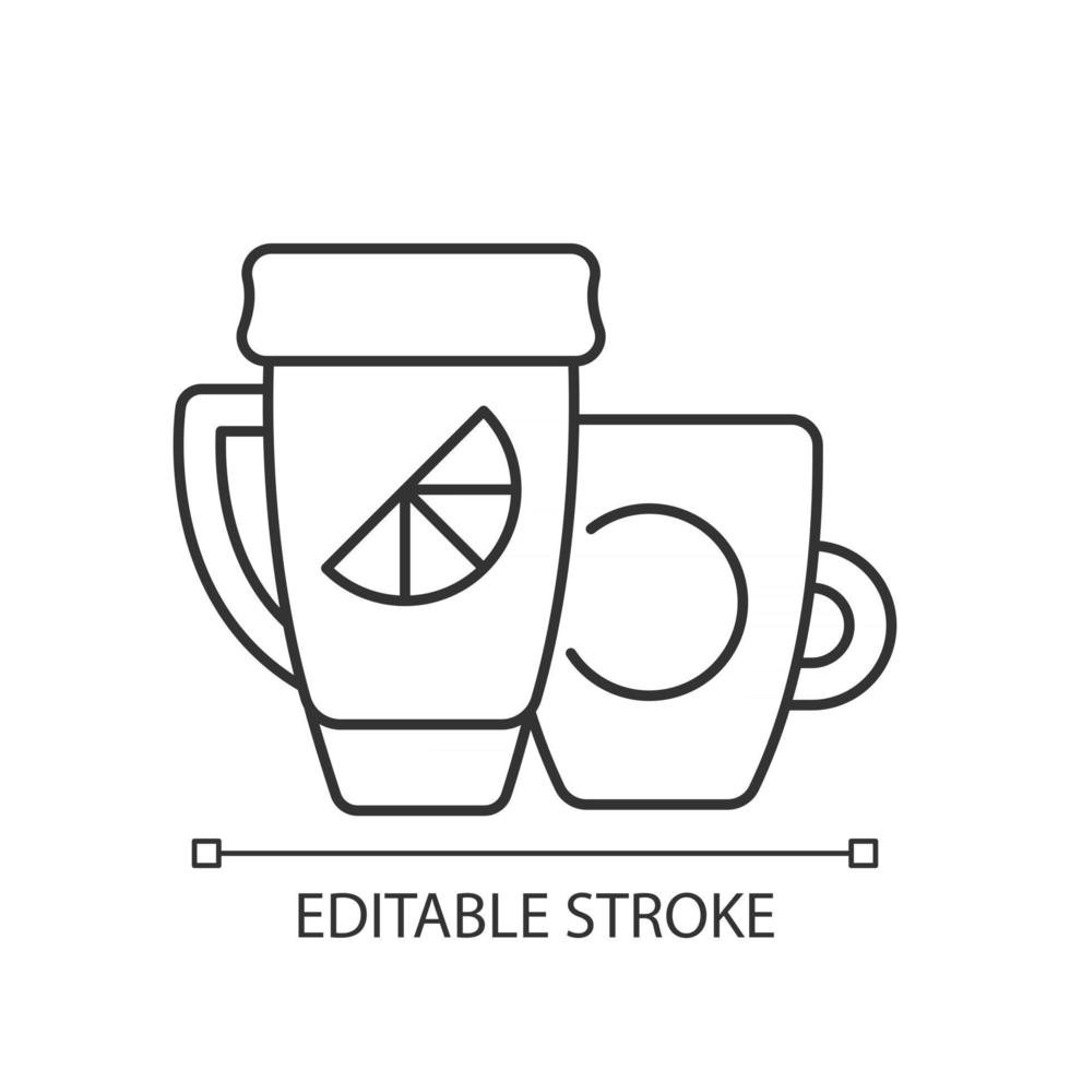 Branded cup and thermal cup linear icon vector