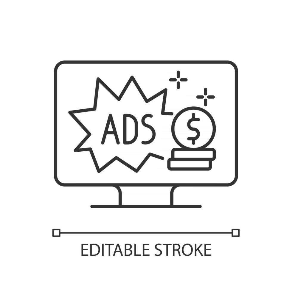 Ad supported subscription plan linear icon vector