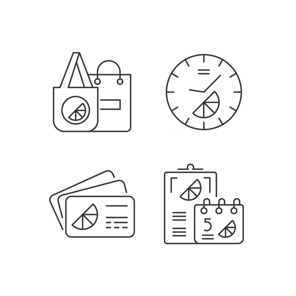 Company branding materials linear icons set vector