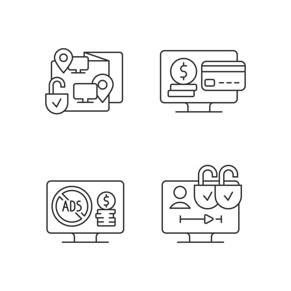 conjunto de iconos lineales de servicios de radiodifusión vector