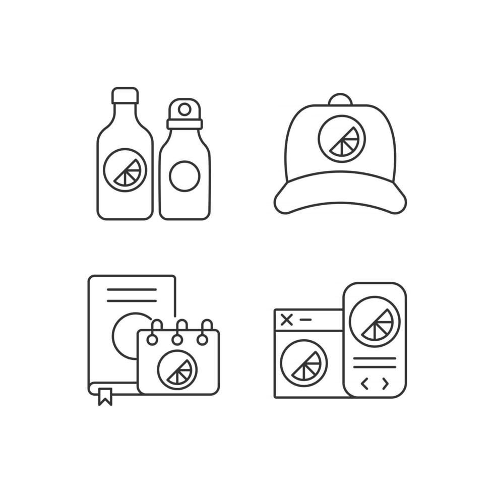 Company branding materials linear icons set vector