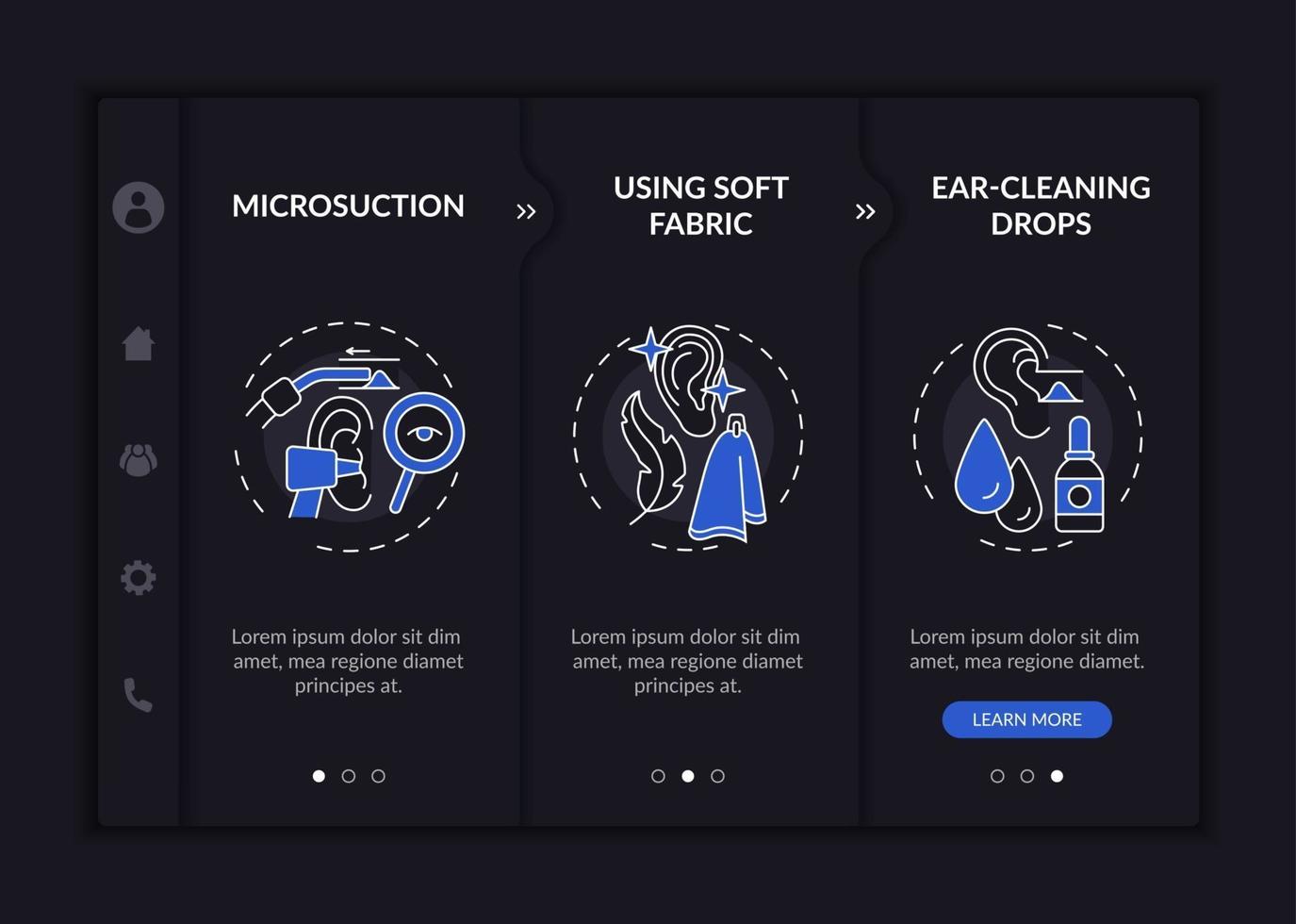 Routine ear procedures onboarding vector template