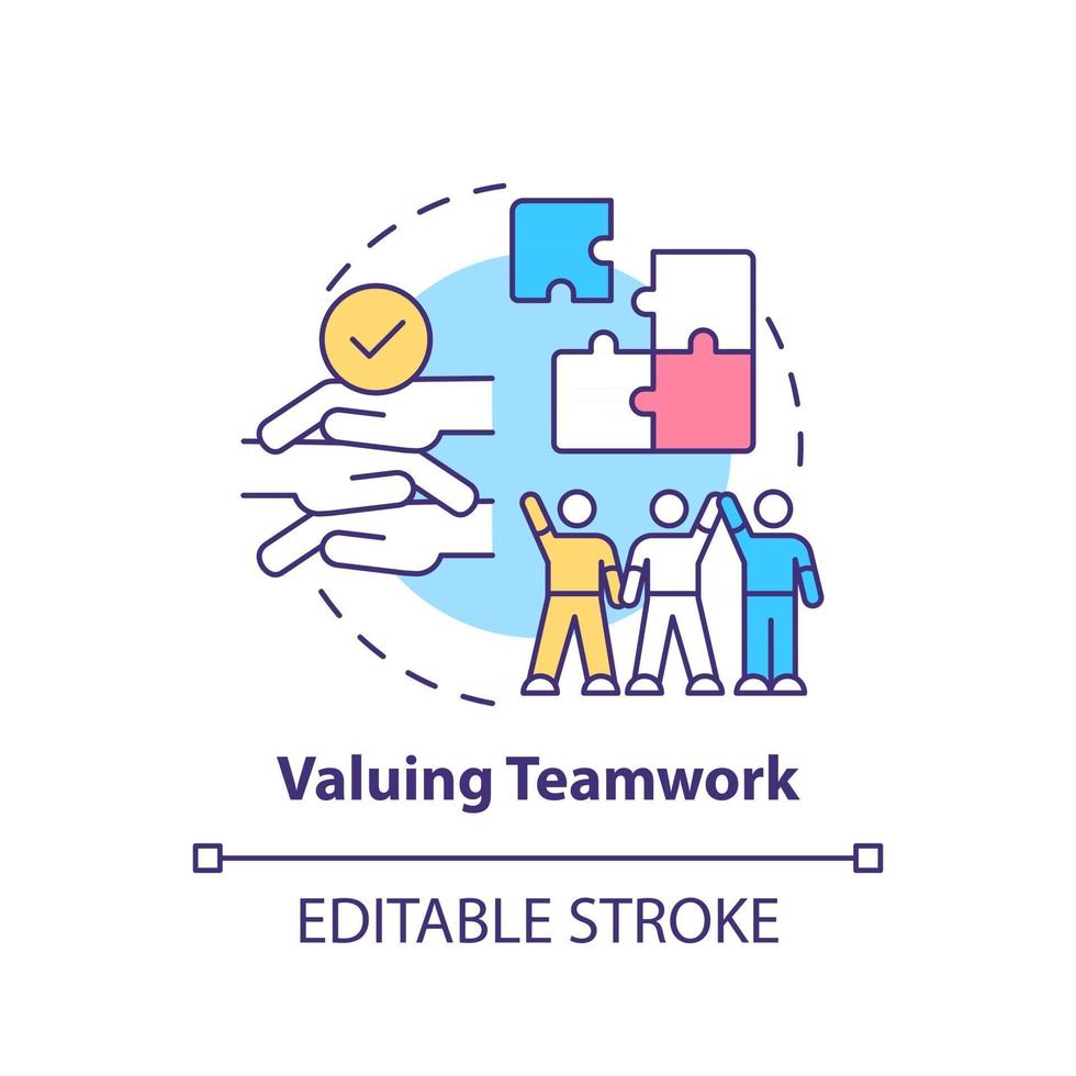 Valorar el icono del concepto de trabajo en equipo vector
