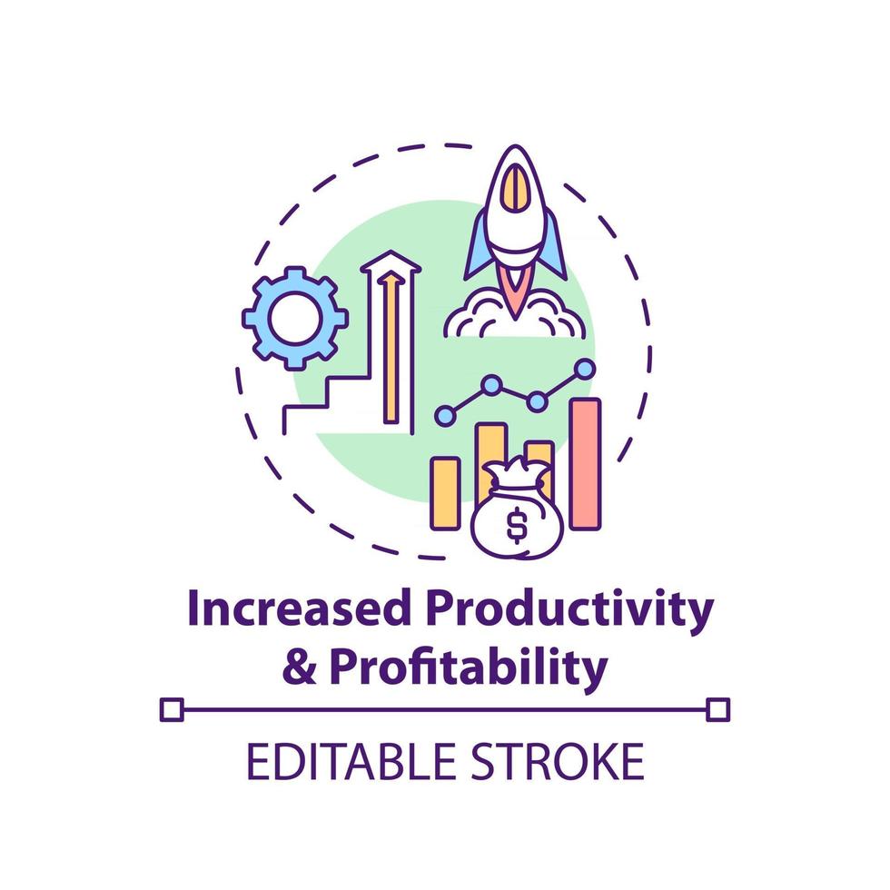 Aumento de la productividad y el icono del concepto de rentabilidad. vector