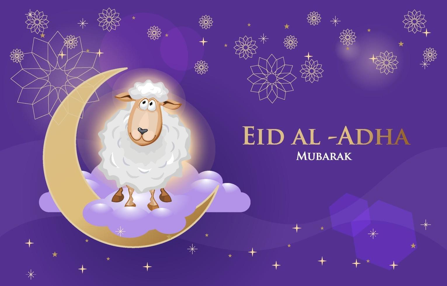 eid al adha cordero en la luna vector