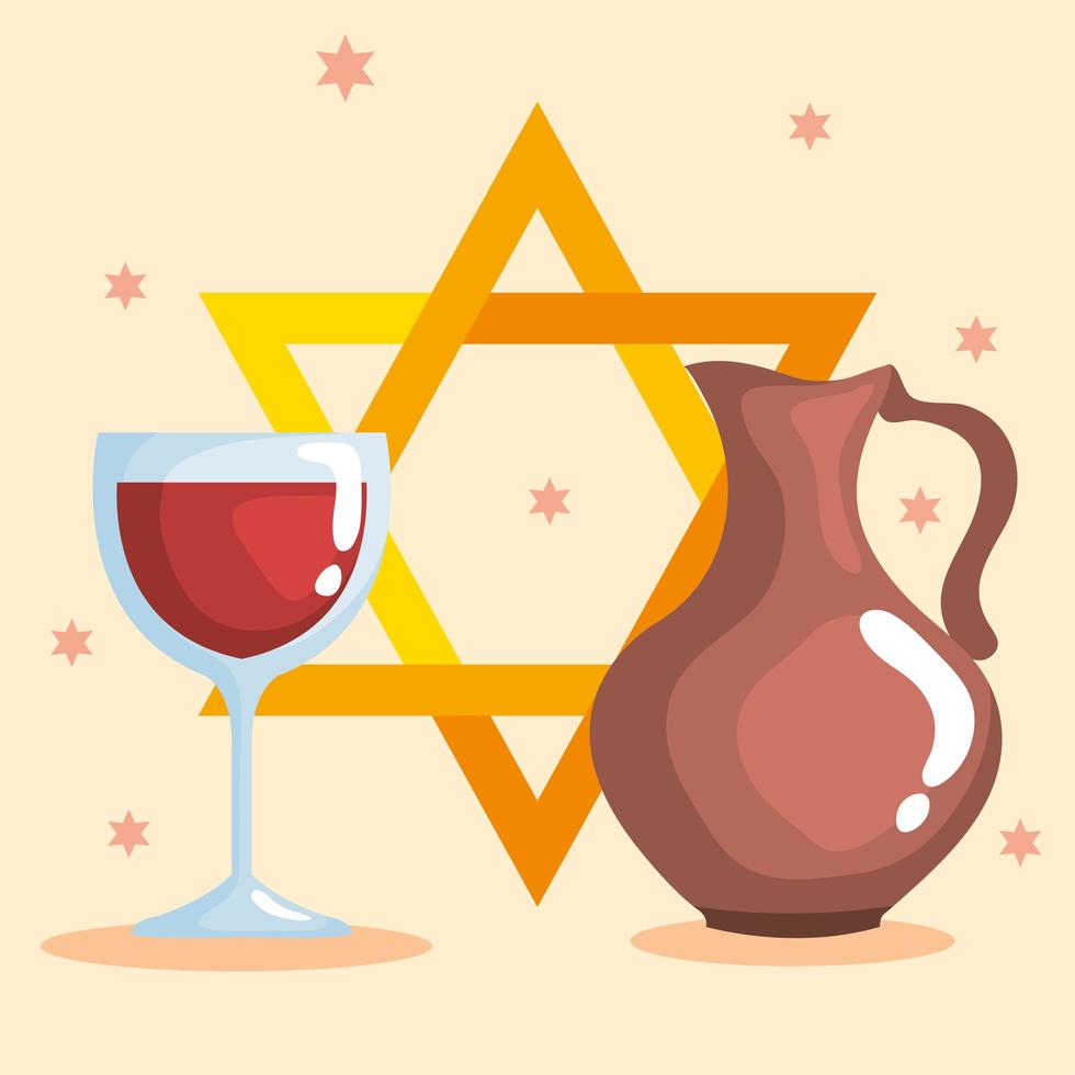 Happy hanukkah and oil pitcher vector design