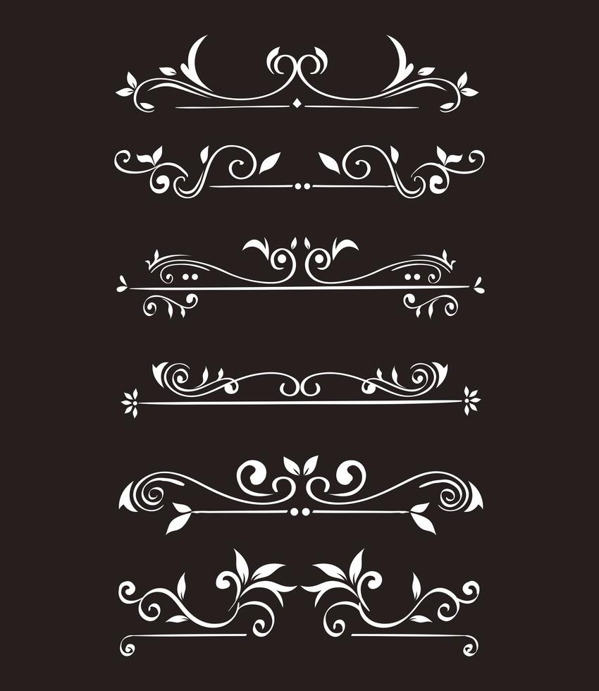 gold ornament element icon set on gray background vector design