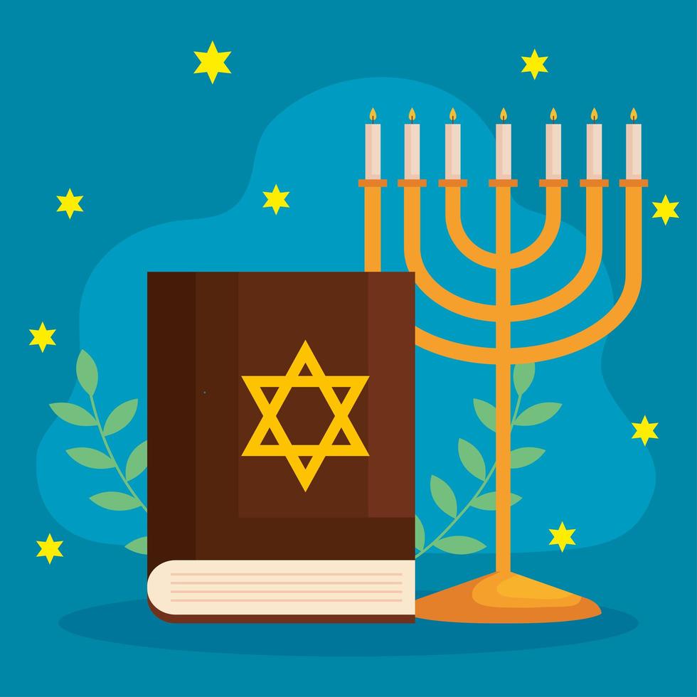 Happy hanukkah menorah and torah vector design
