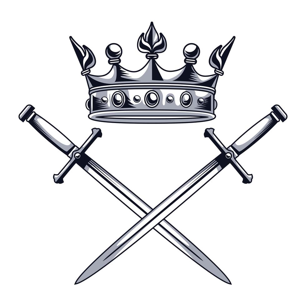 crown and swords vector