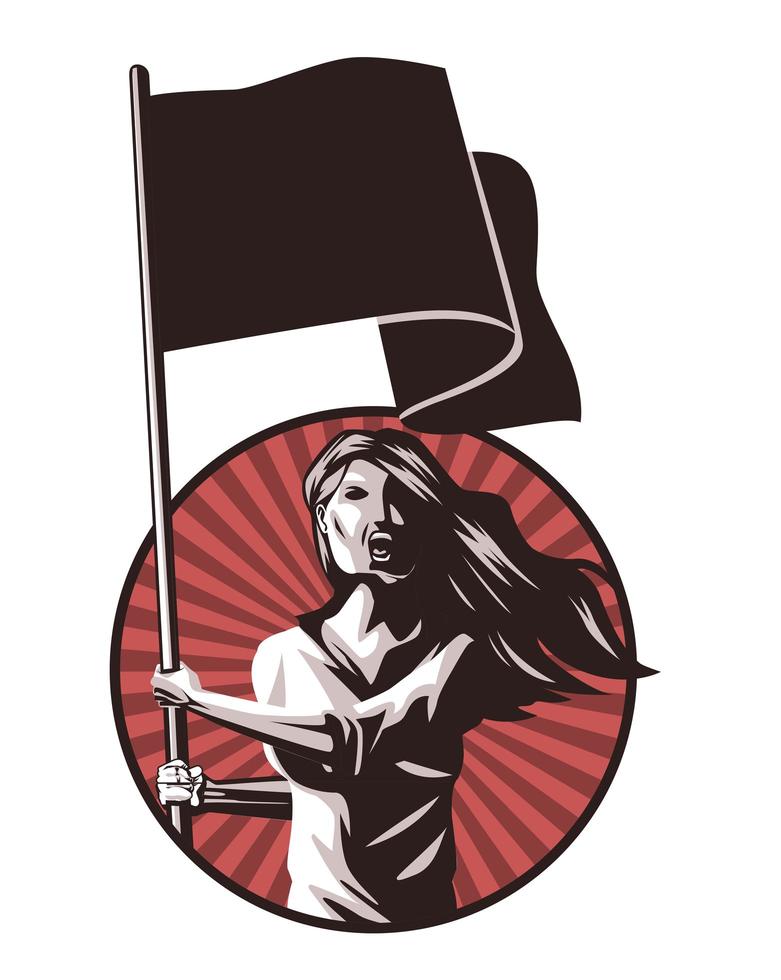 woman with flag vector