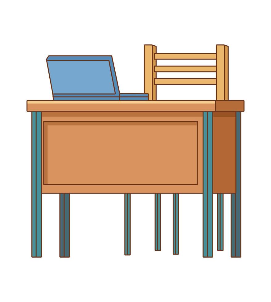 desk with laptop vector