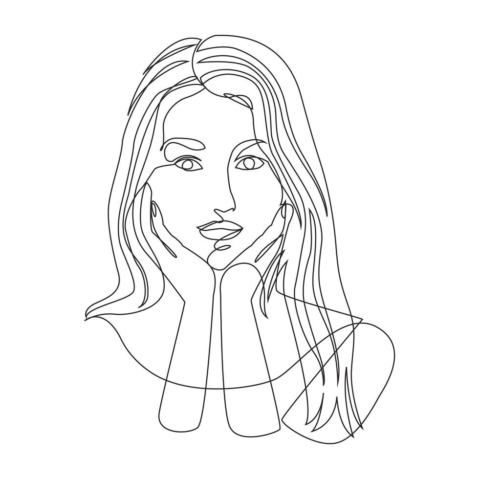 mujer joven dibujada vector