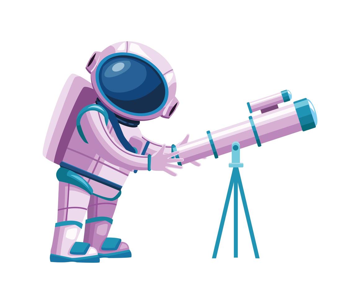 astronaut with telescope vector