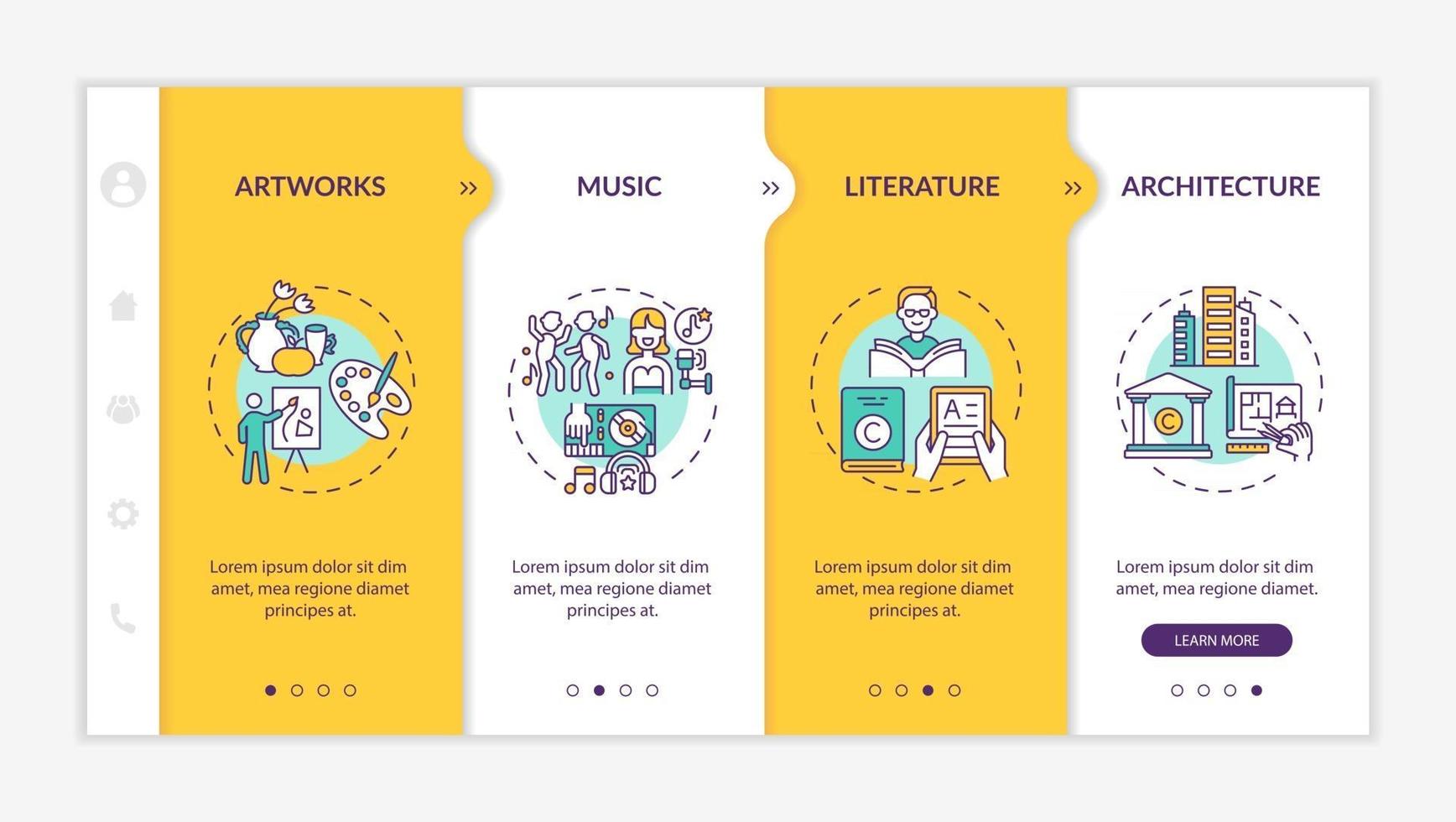 Original works types onboarding vector template