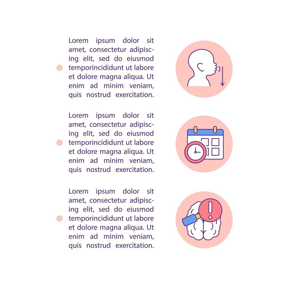 Spoken language delay concept line icons with text vector