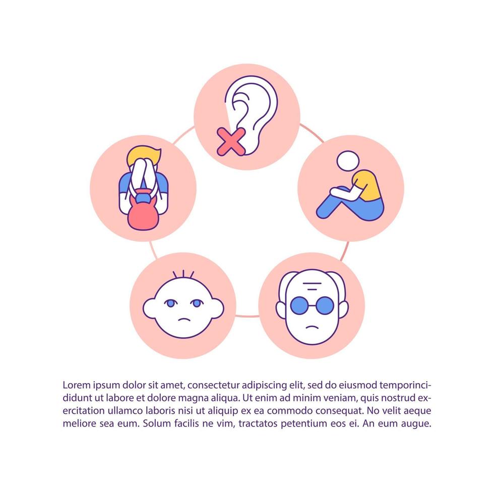 iconos de línea de concepto de sentimiento de soledad con texto vector