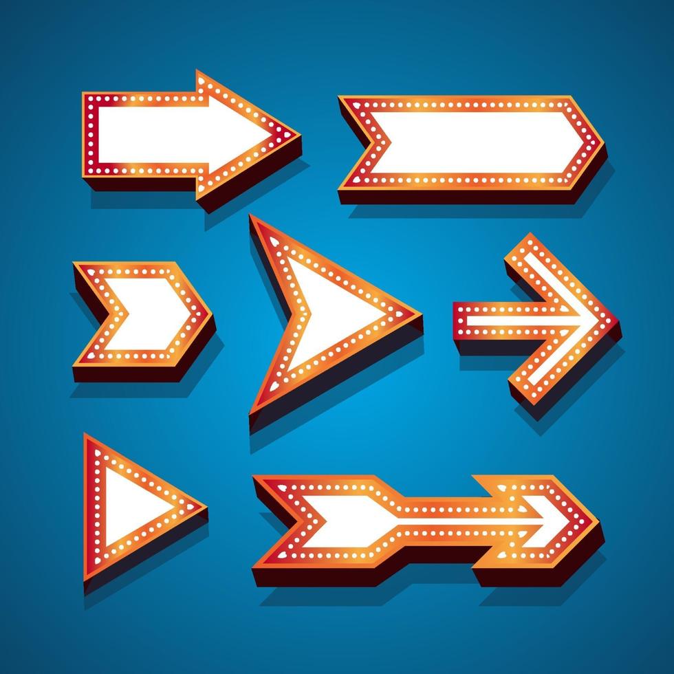 Arrow Neon Signage Icon Collection vector