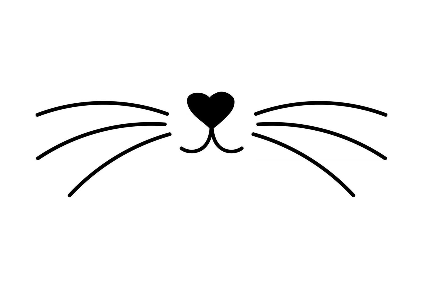 Vector flat cat heart nose