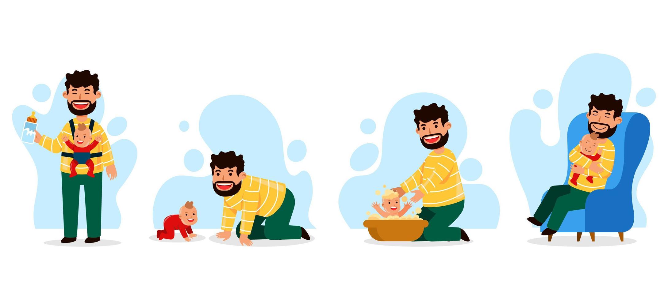 Father and Baby Characters Set vector