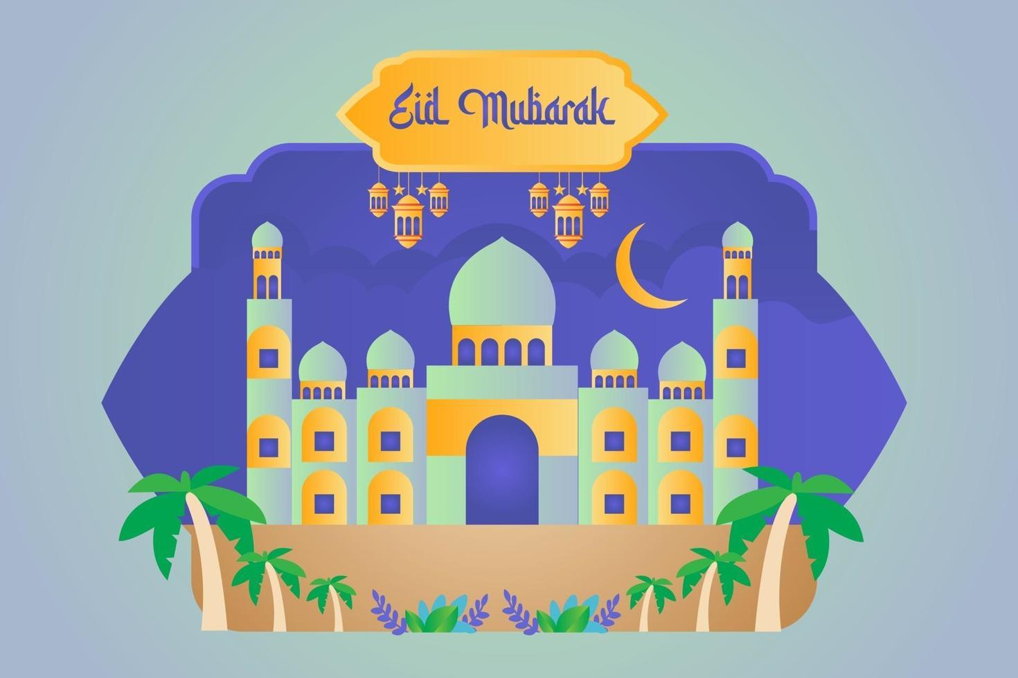 Eid Mubarak Mosque illustration vector