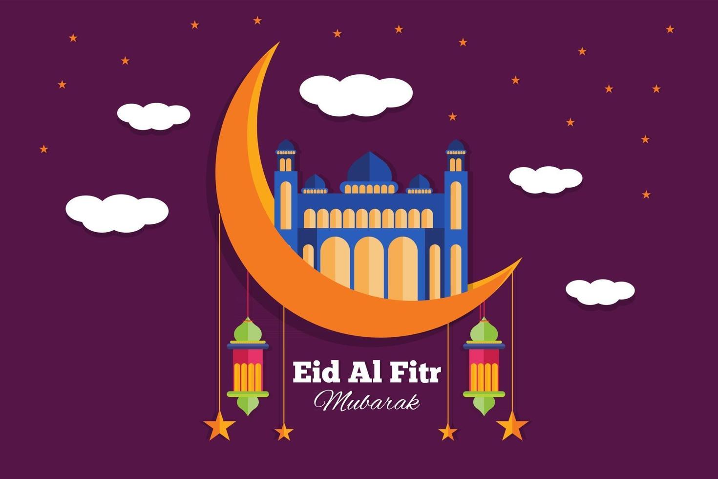 fondo plano de la ilustración de eid al fitr vector