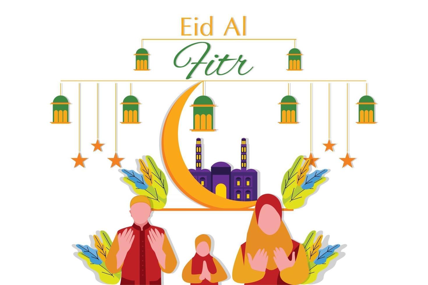 Flat eid al fitr illustration vector