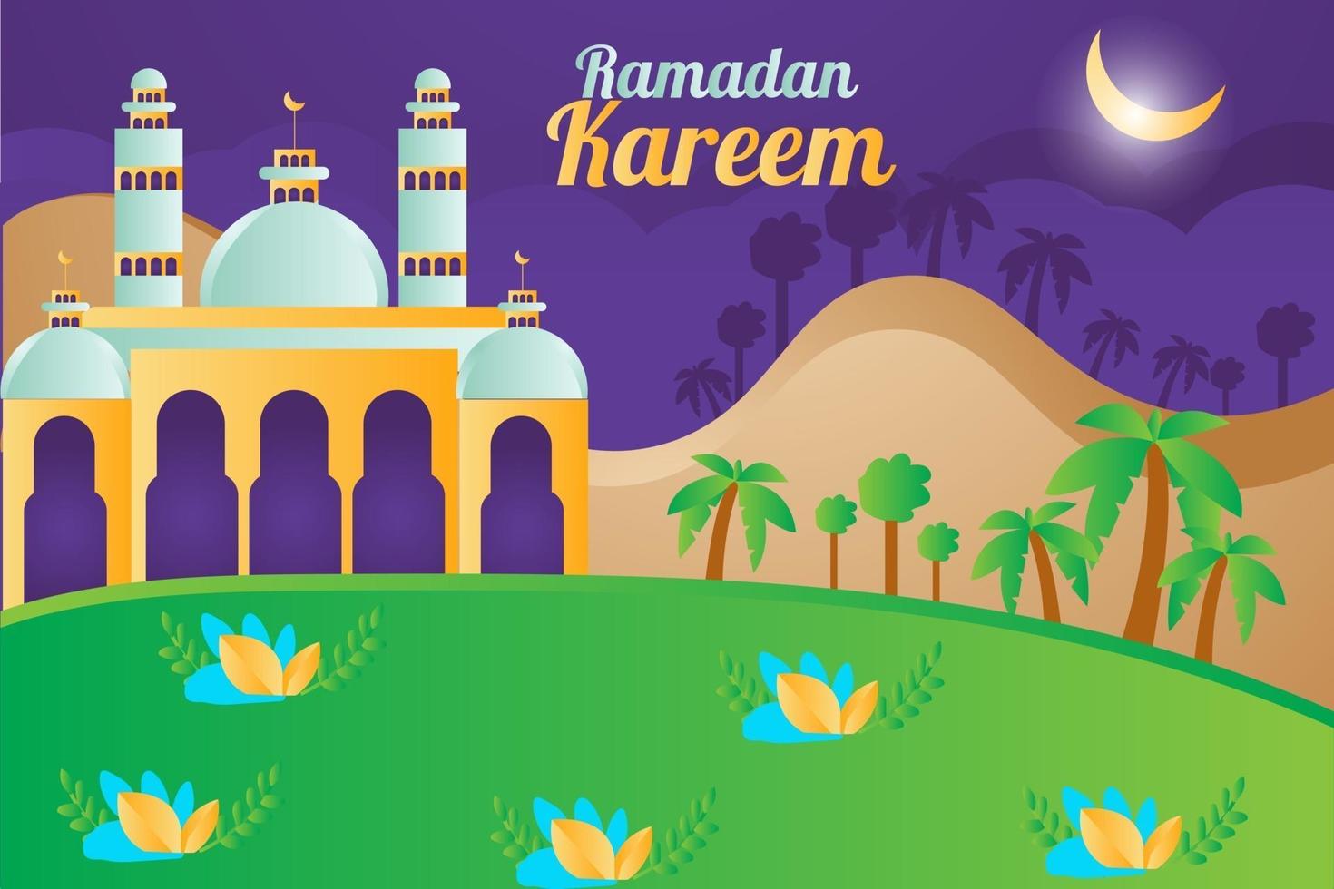 Ilustración de diseño de fondo de banner de ramadan kareem vector