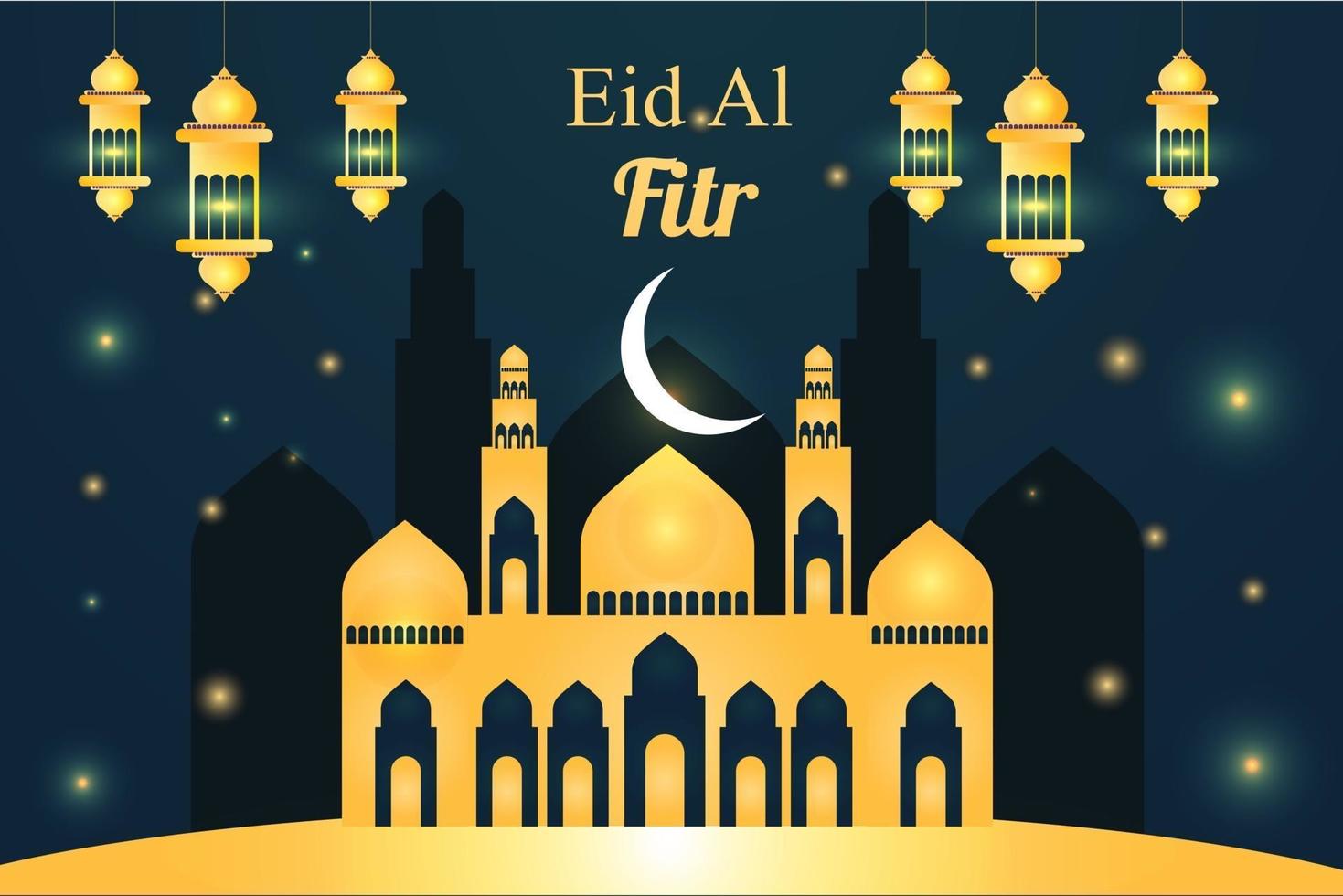 Flat eid al fitr illustration design vector