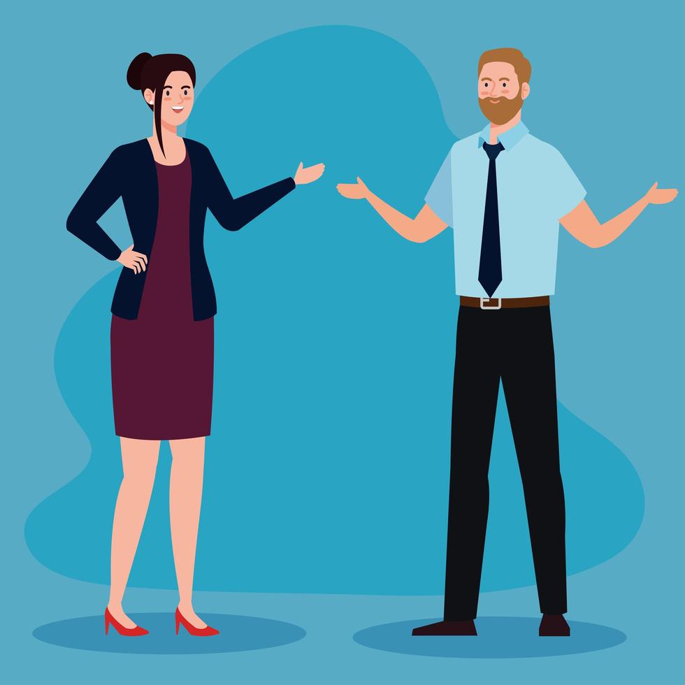 Businessman with necktie and businesswoman avatar vector design