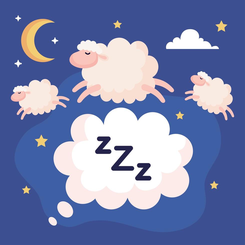 Burbuja de insomnio con diseño de vector de ovejas