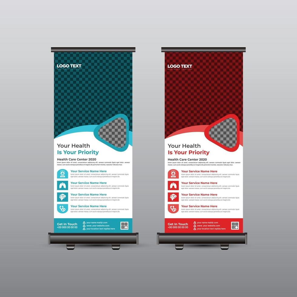 Medical clinic health roll up banner design vector