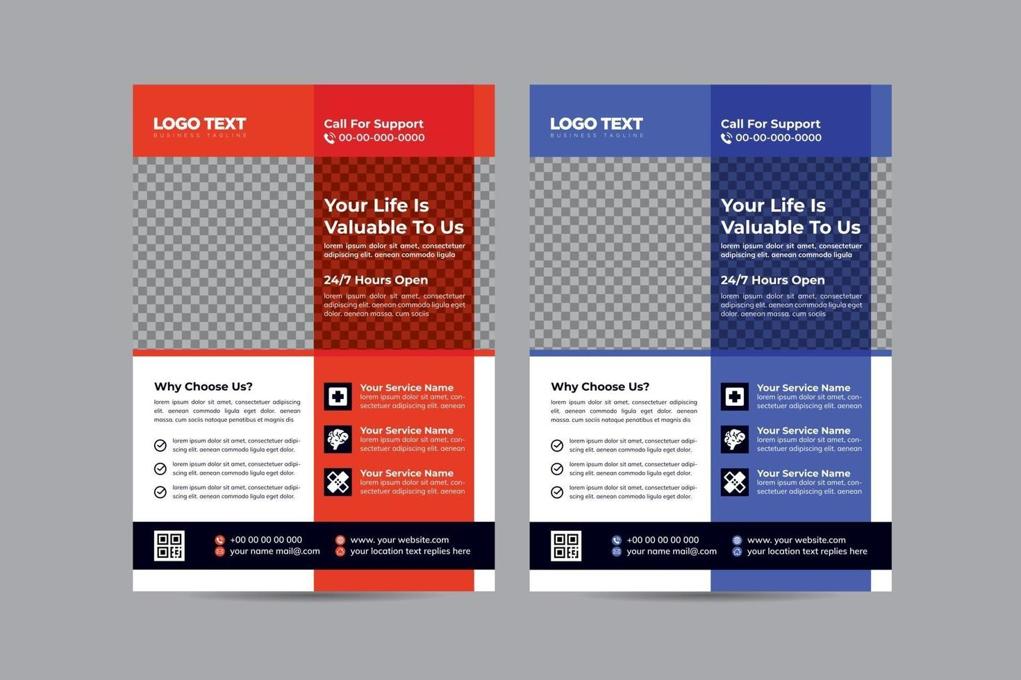 Clean Creative Medical Flyer Template vector