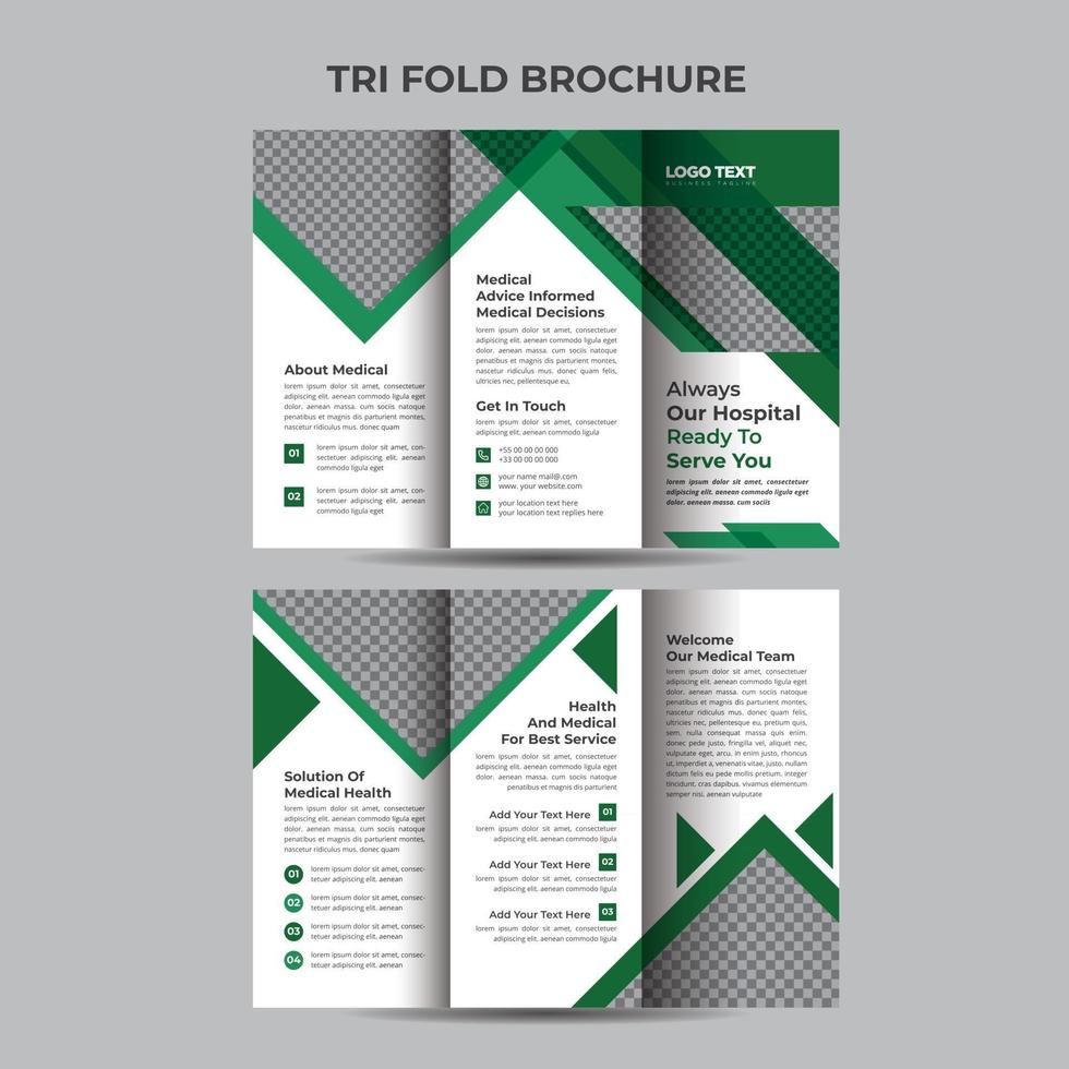 Medical care and Hospital Trifold Brochure Template vector