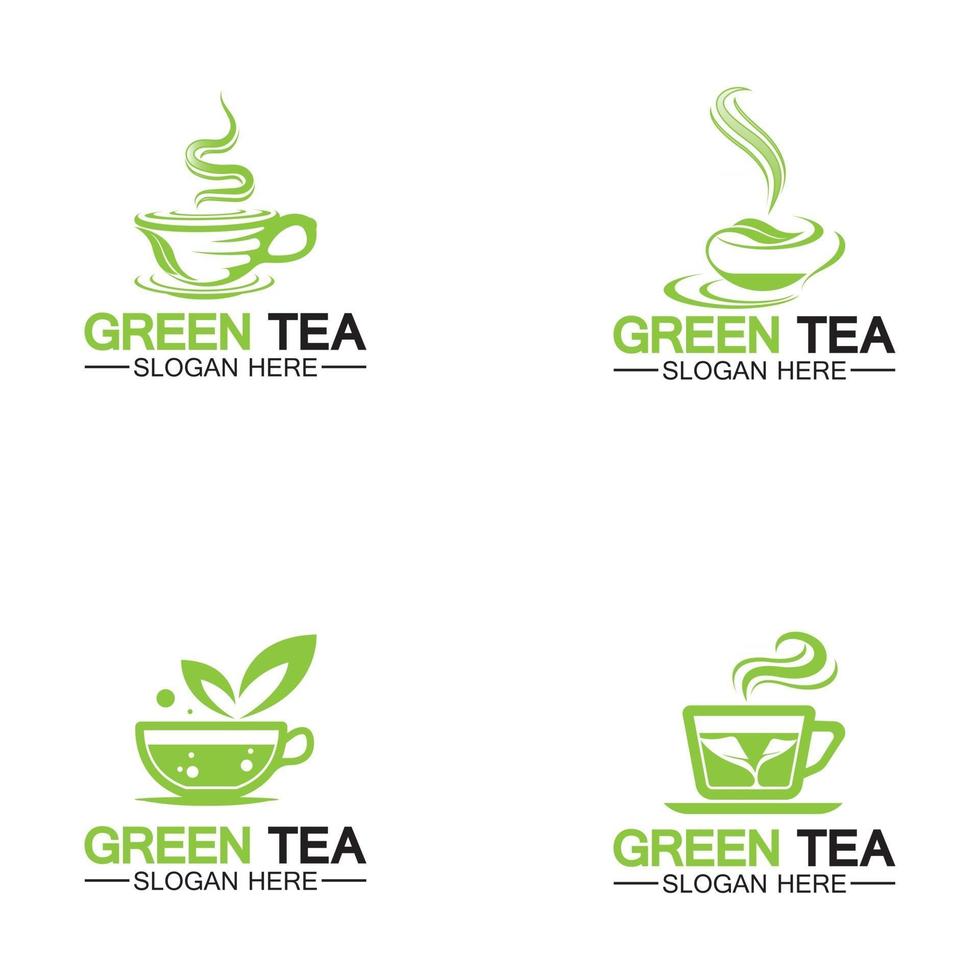 Tea cup logo vector Green tea vector logo