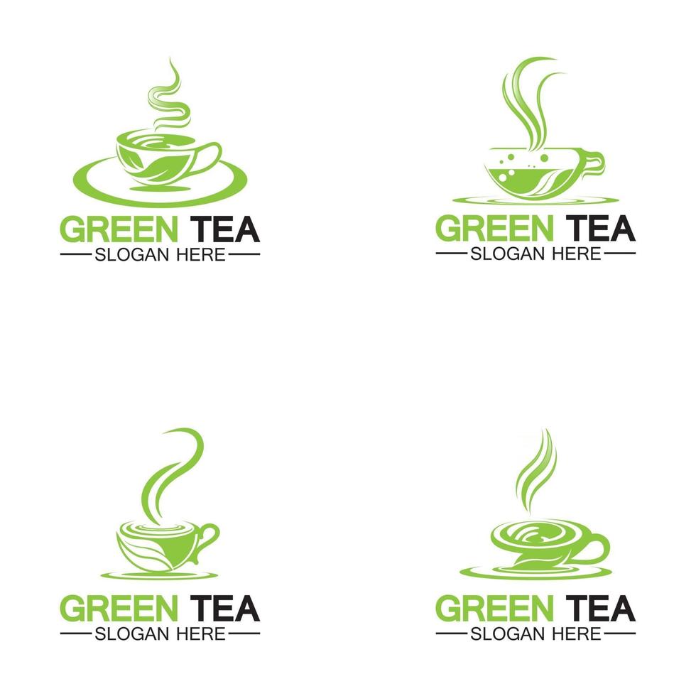 vector de logo de taza de te vector logo de té verde
