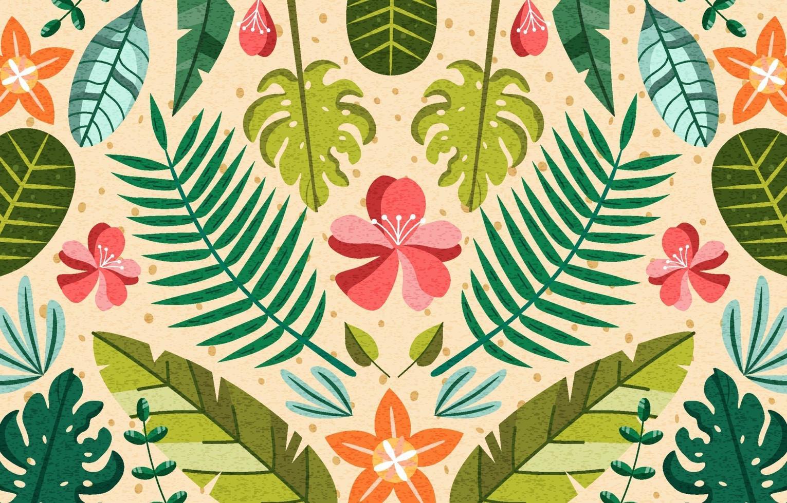 Tropical Floral Summer Green Sand Leaf Flower vector