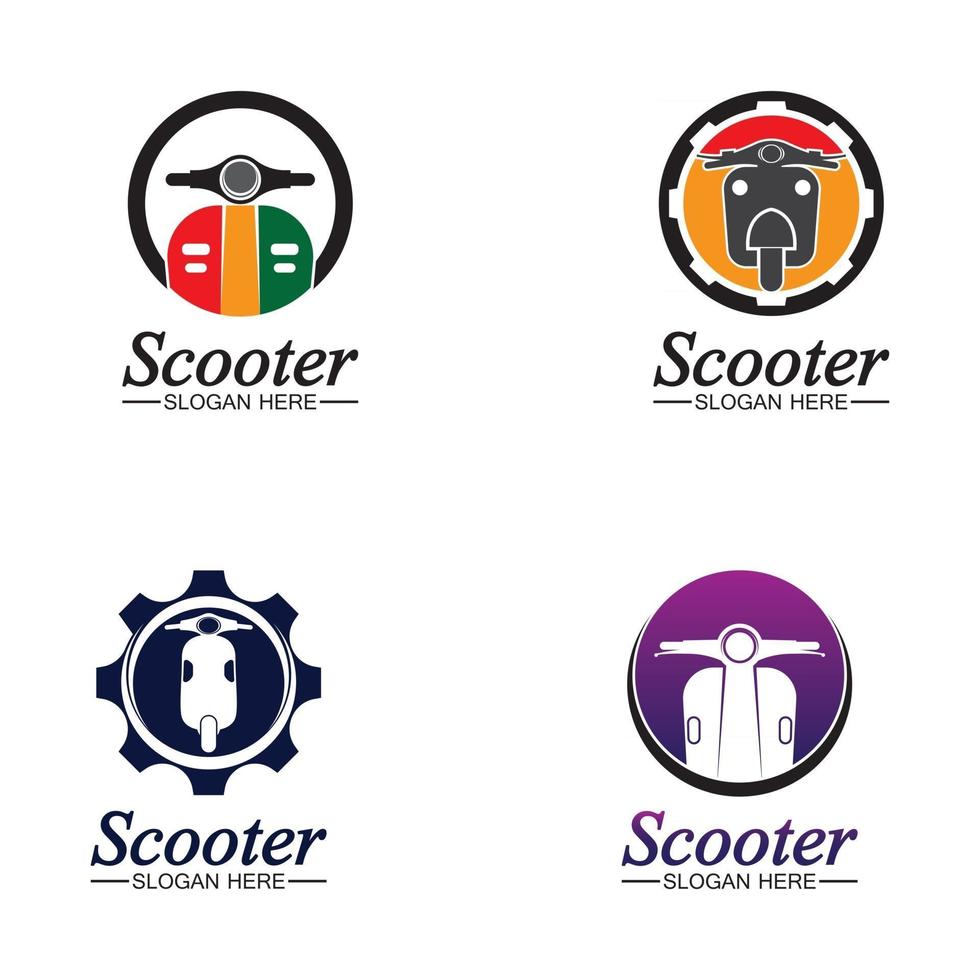 ciclomotor, scooter, logotipo, vector, icono, ilustración vector