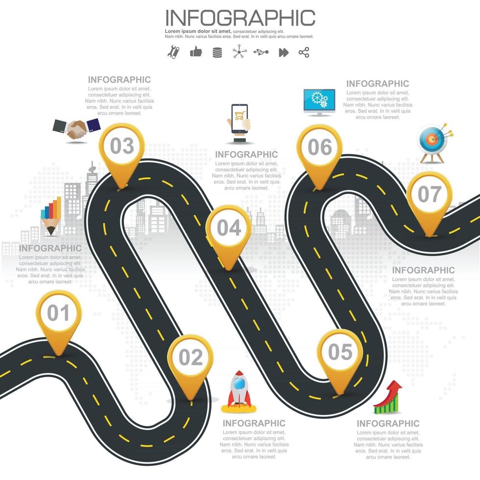 Business road map timeline infographic icons designed for abstract background template vector