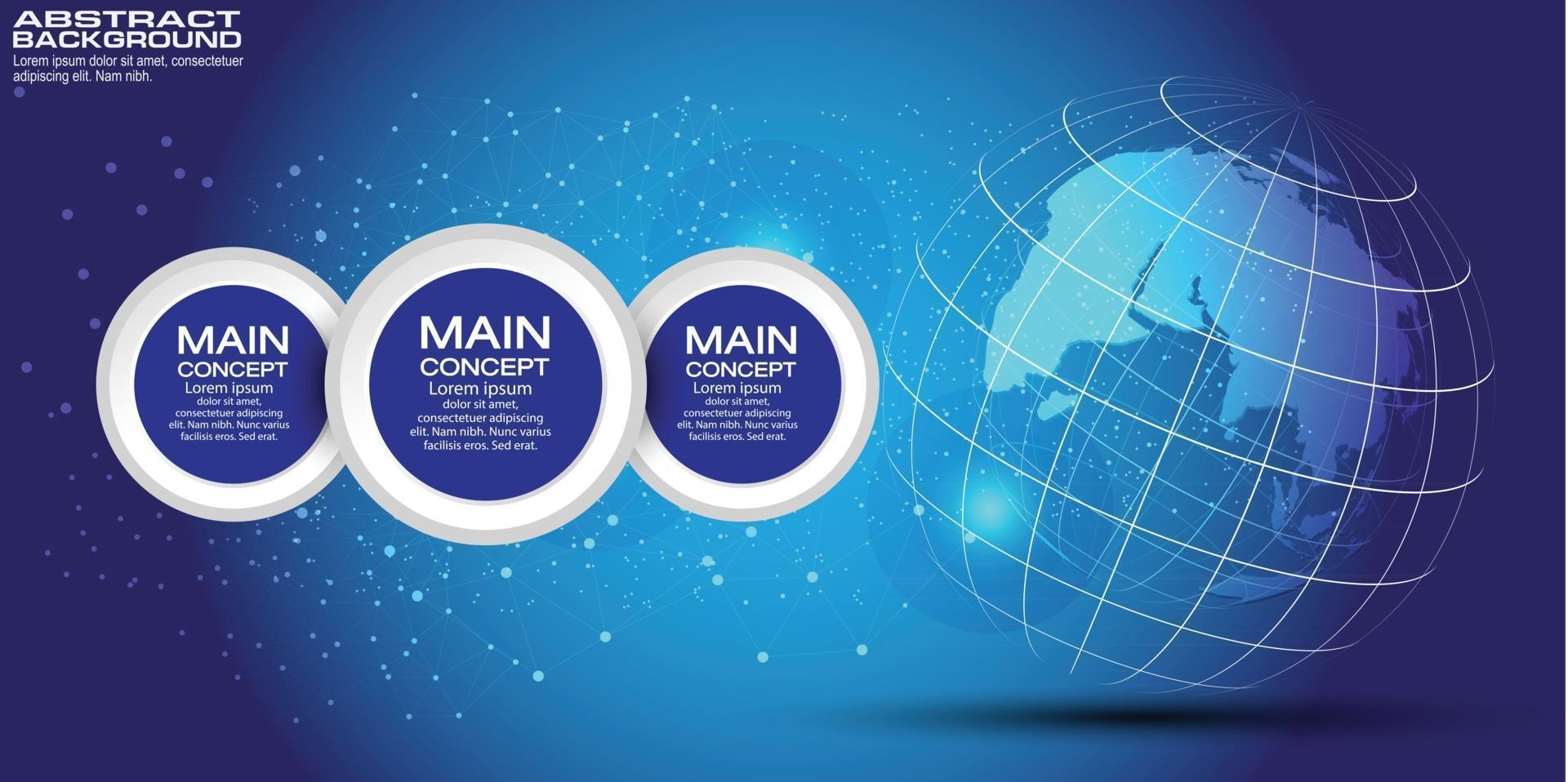 Map World representing the global network line wire frame banner on blue background vector