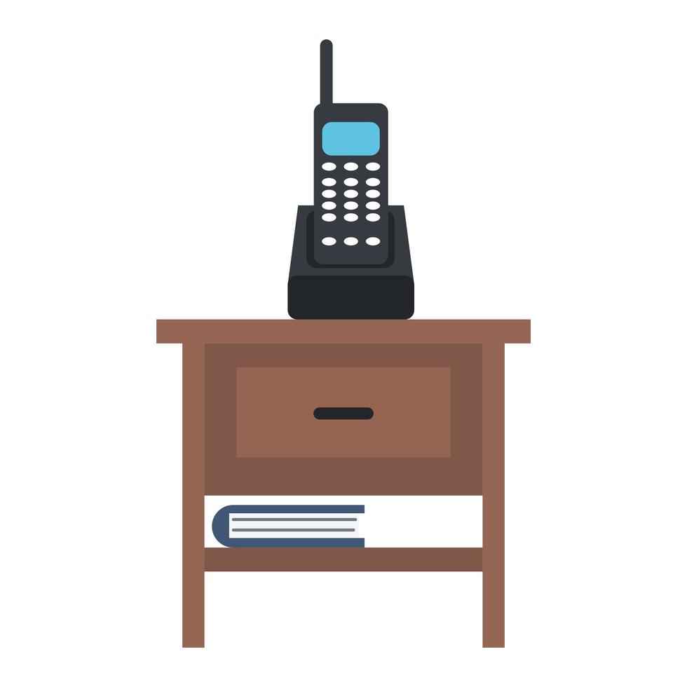 drawer with wireless phone office forniture vector