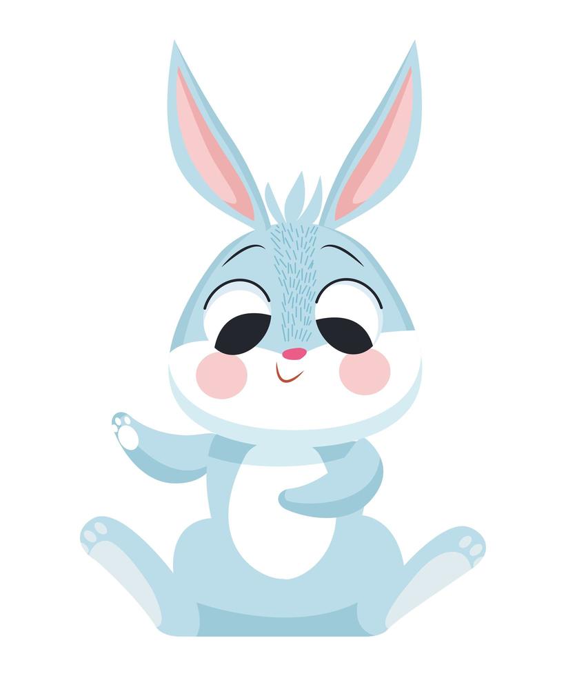 happy little rabbit seated comic character vector