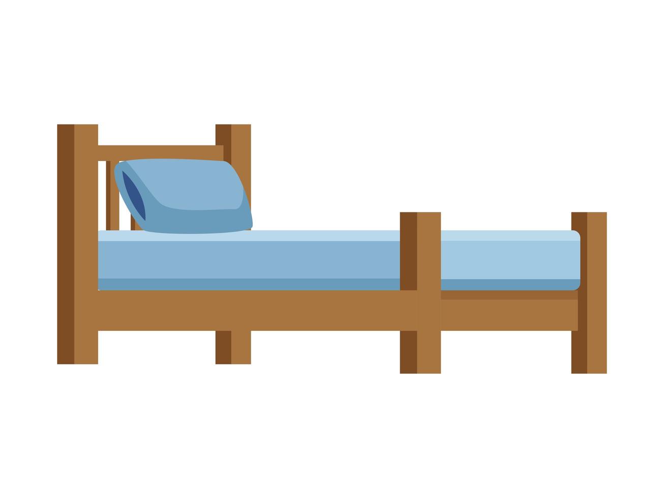 wooden bed forniture isolated icon vector