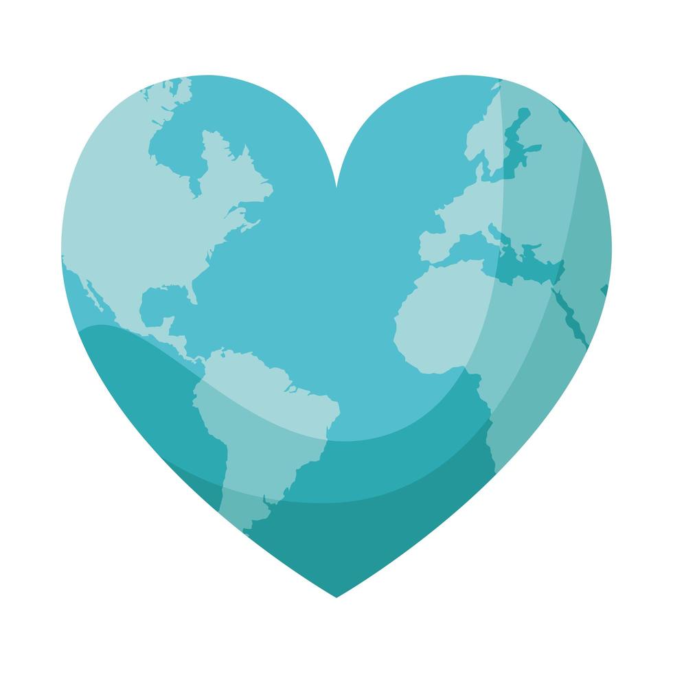 world planet earth with heart shape isolated icon vector