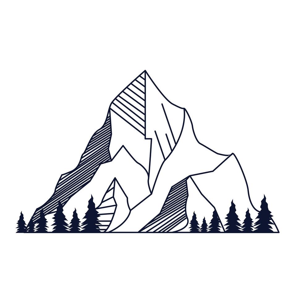 mountains adventure silhouette vector