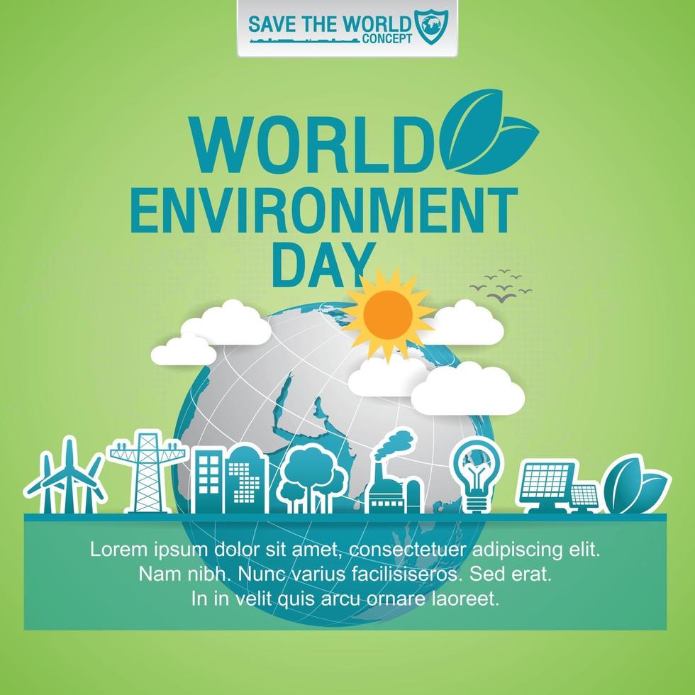 La ilustración de vector de globo terráqueo se puede utilizar como pancarta o póster concepto del día mundial del medio ambiente