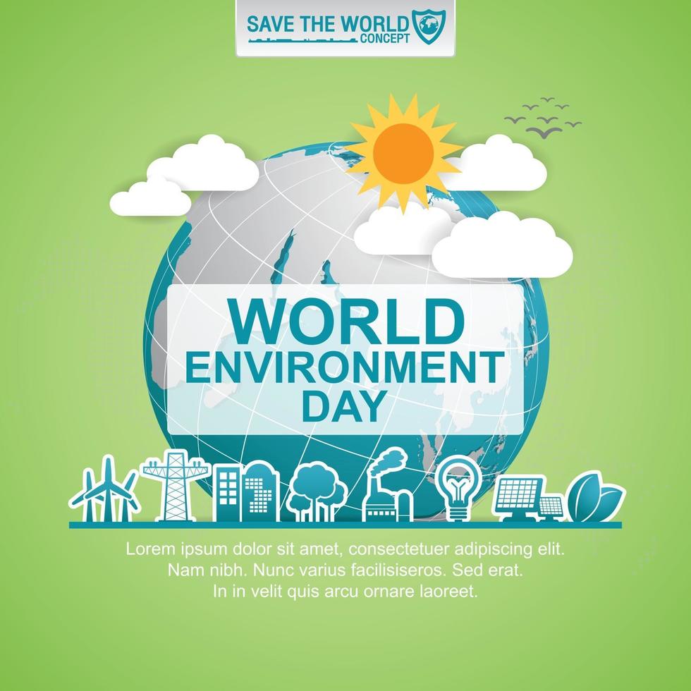 La ilustración de vector de globo terráqueo se puede utilizar como pancarta o póster concepto del día mundial del medio ambiente