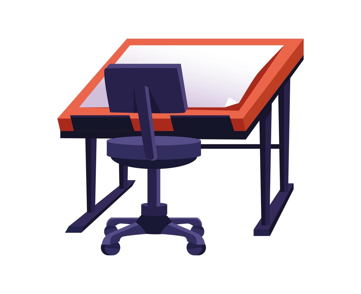 architectural design table work forniture vector