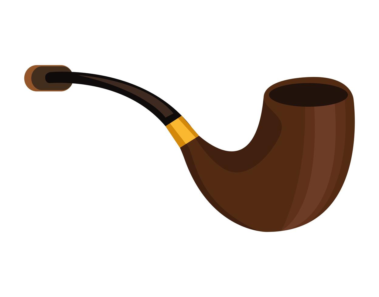 icono de accesorio de humo de pipa de madera vector