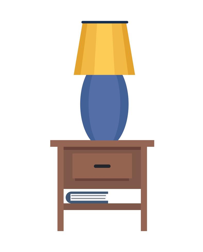 lamp in wooden drawer isolated icon vector